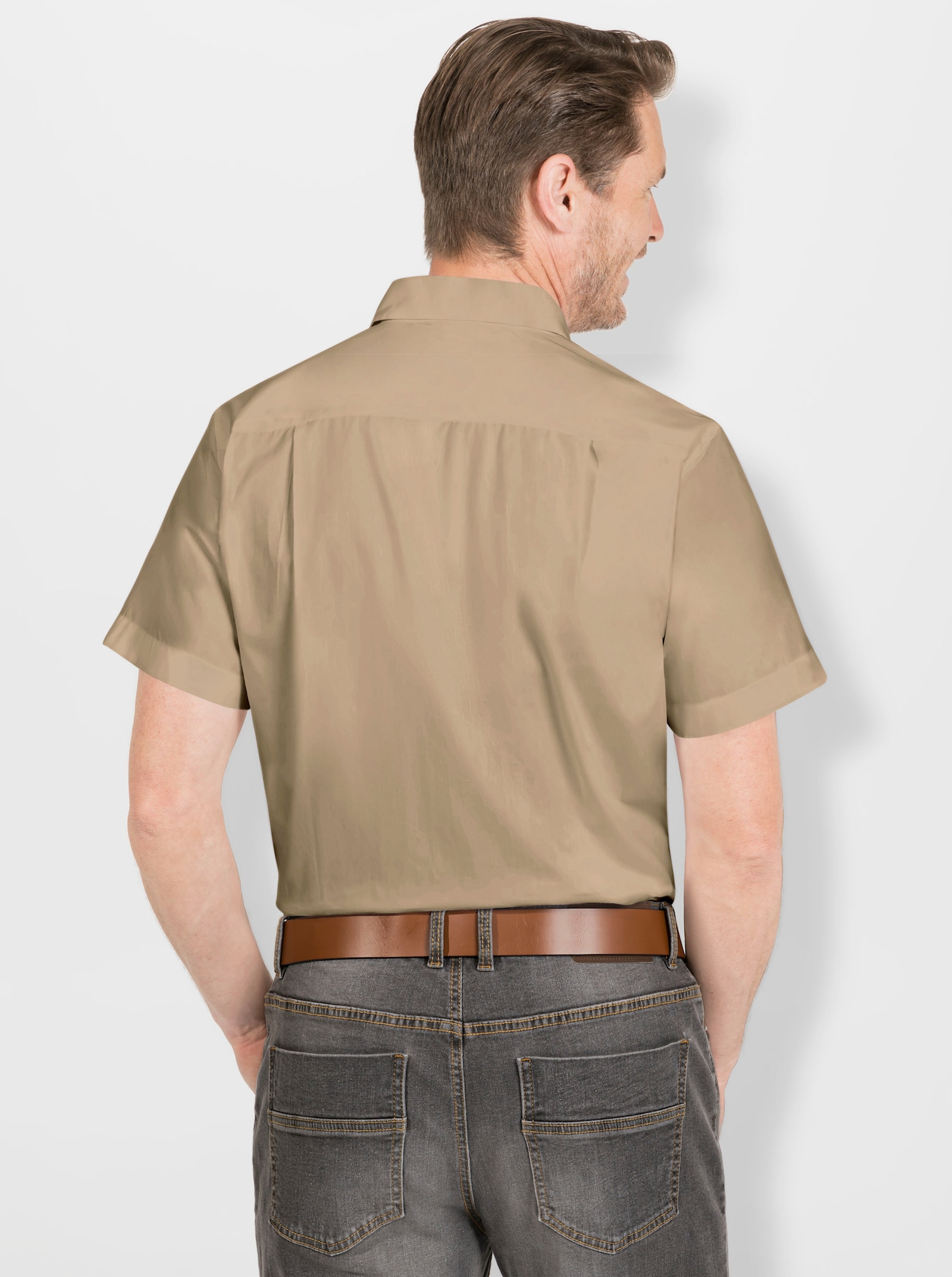 Marco Donati Kurzarmhemd in bügelfreier Baumwolle - beige