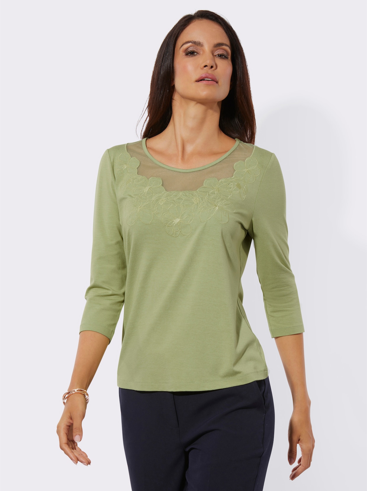 3/4-Arm-Shirt - lindgrün