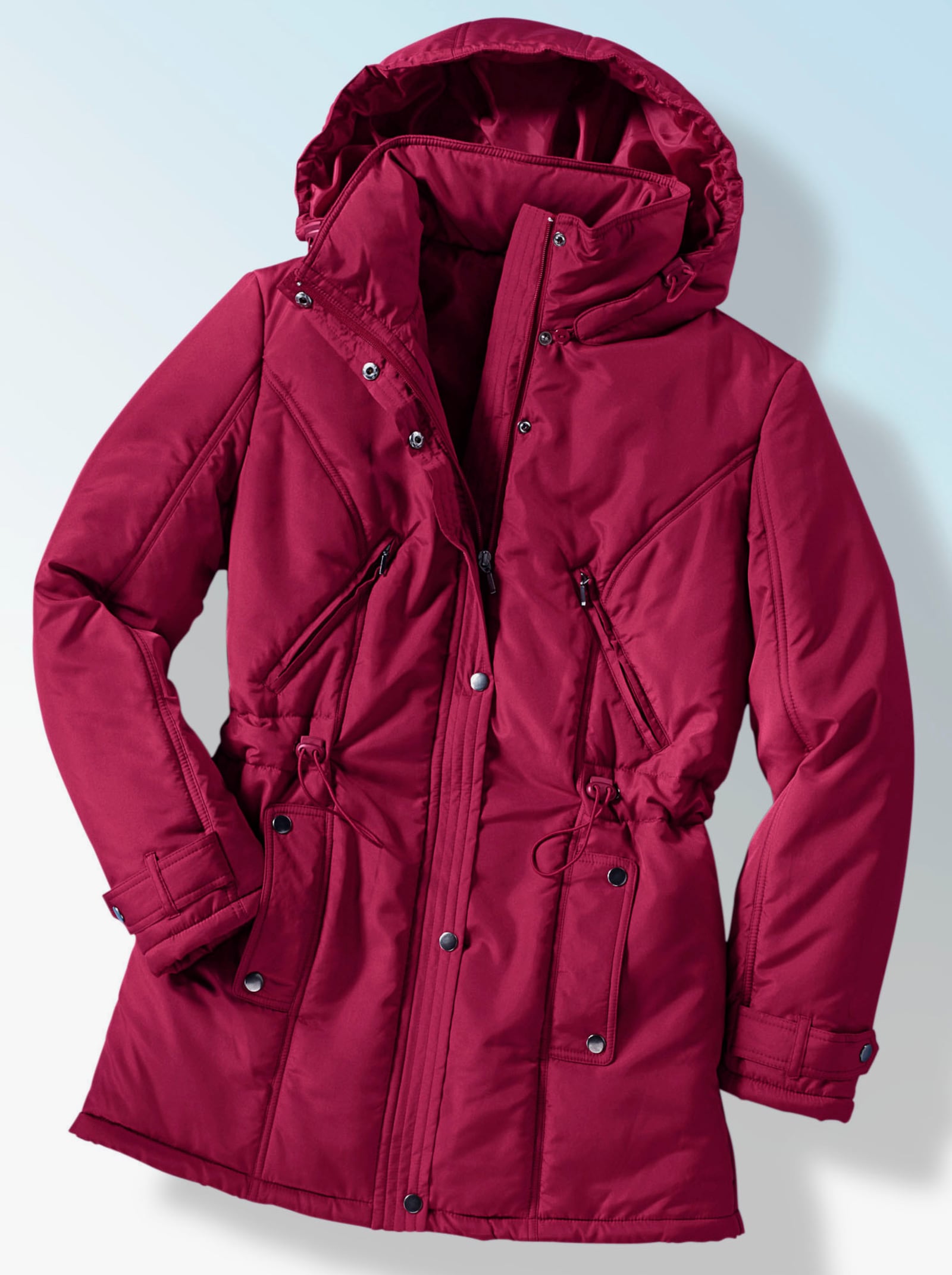 Gewatteerde jas, verstelbaar in de wijdte - wijnrood