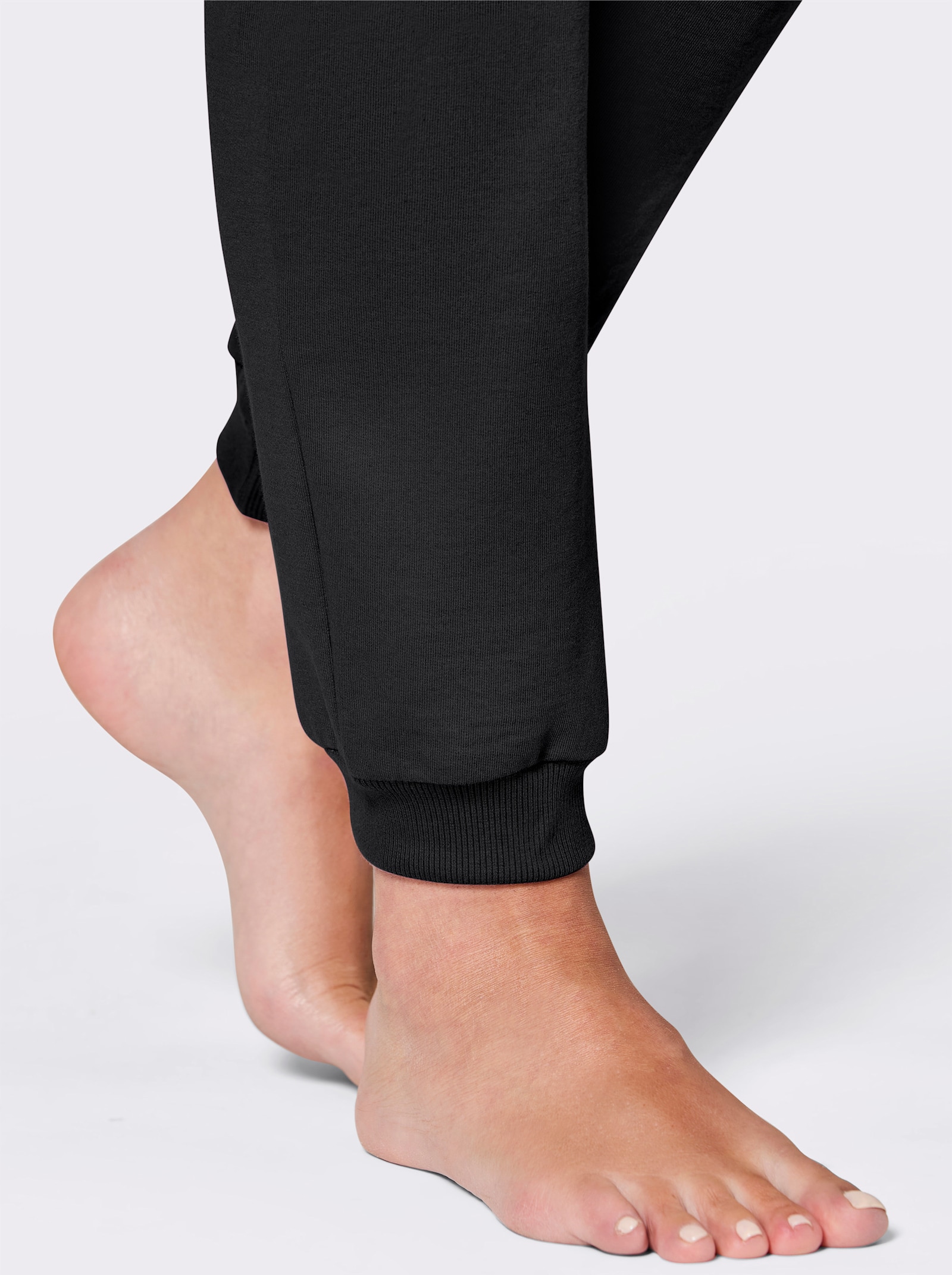 feel good Dehnbund-Hose aus Sweatware - schwarz-weiß