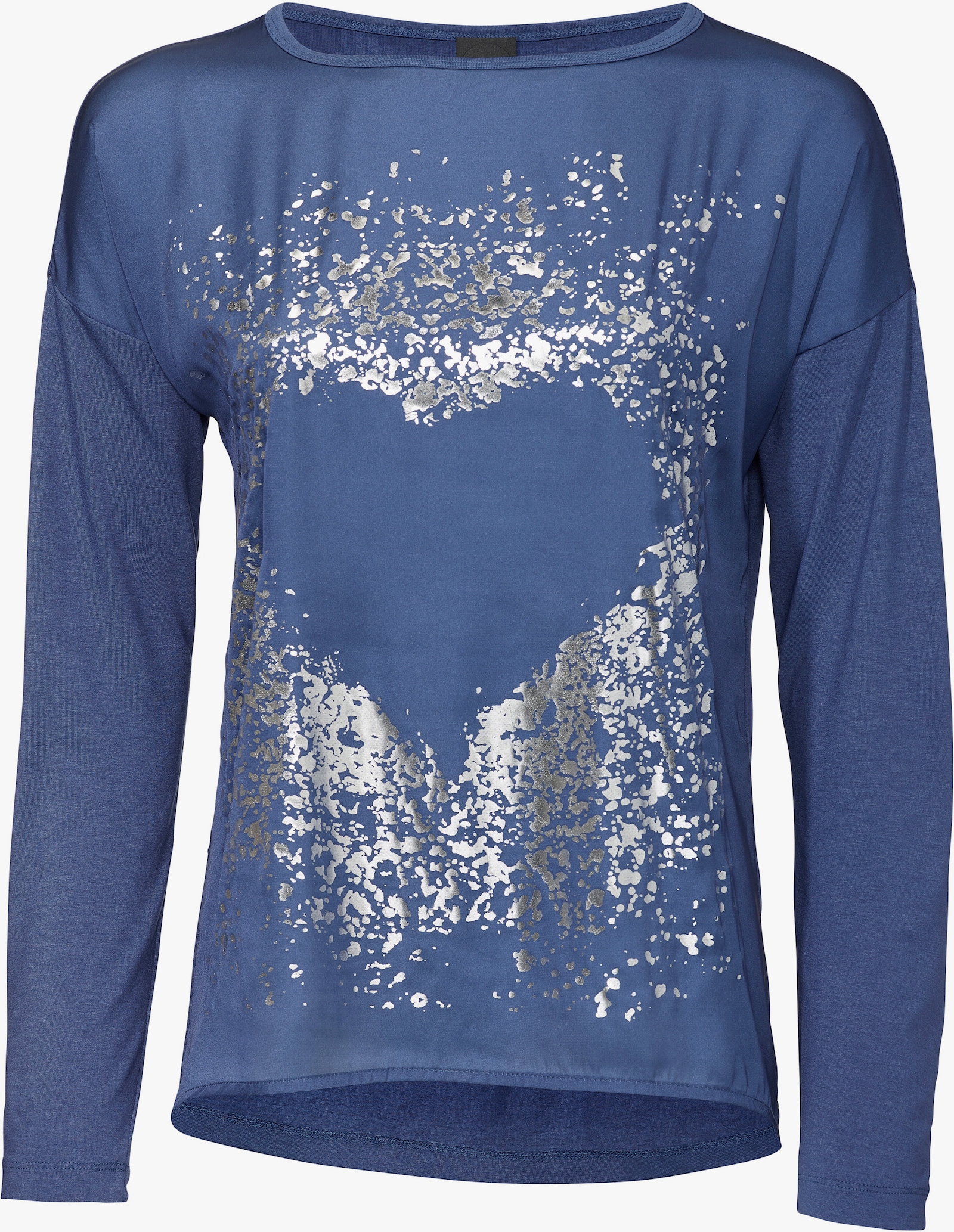 heine Langarmshirt mit Metallic-Print - jeansblau