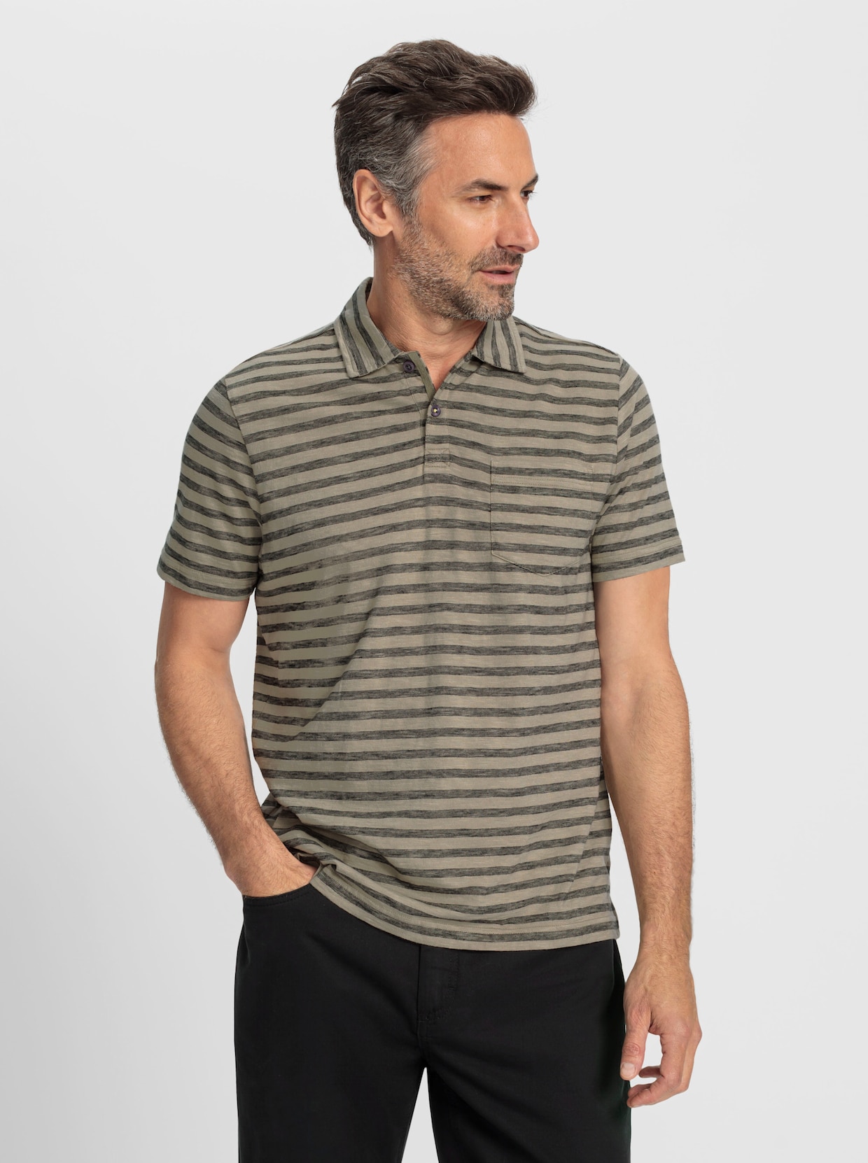 Marco Donati Shirt met korte mouwen - leem/zwart gestreept
