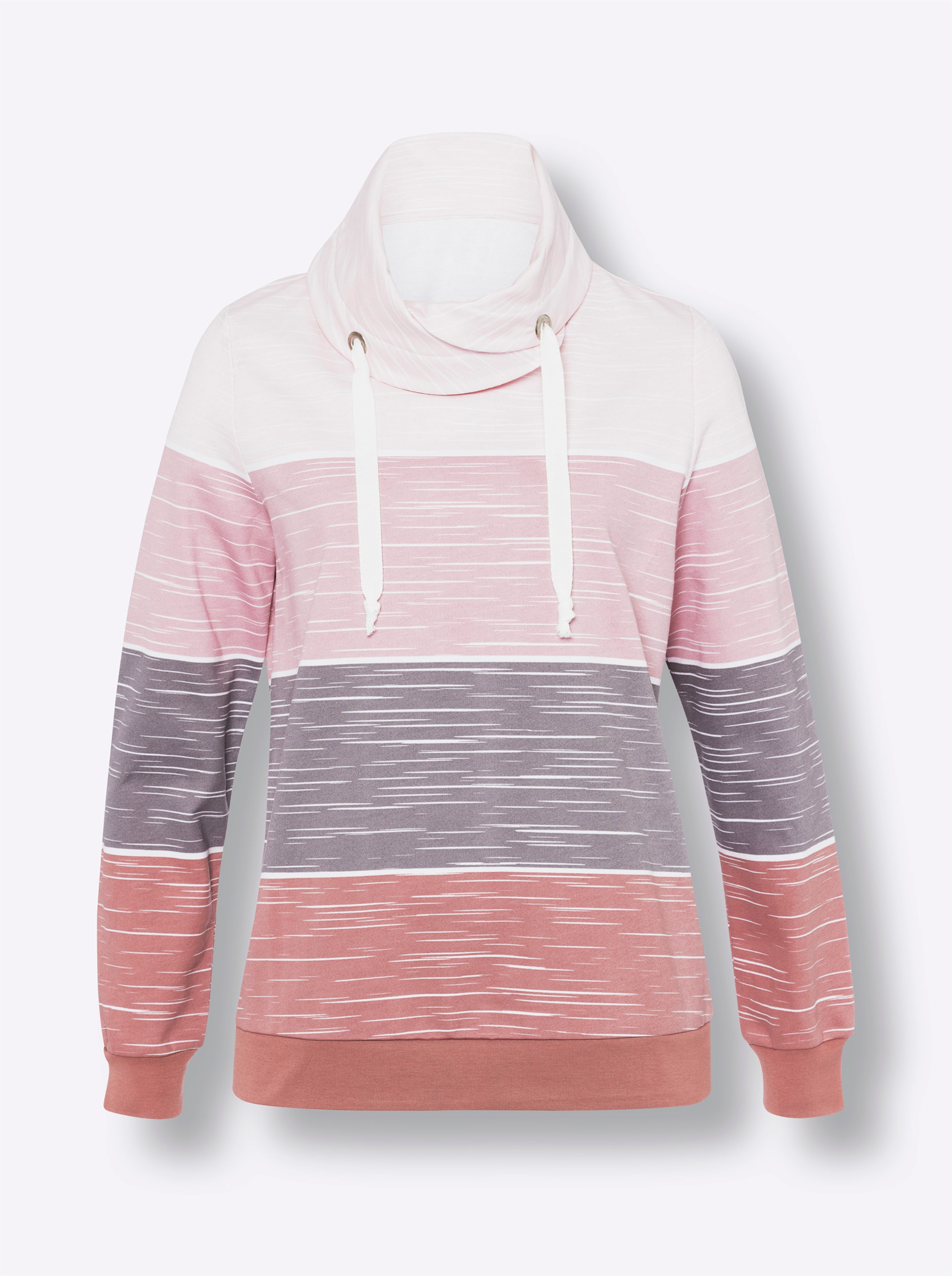 Damen Sweatshirt mit überlappendem Rollkragen rosenholz-hellrosé-bedruckt, Größe 44 - Bild 2