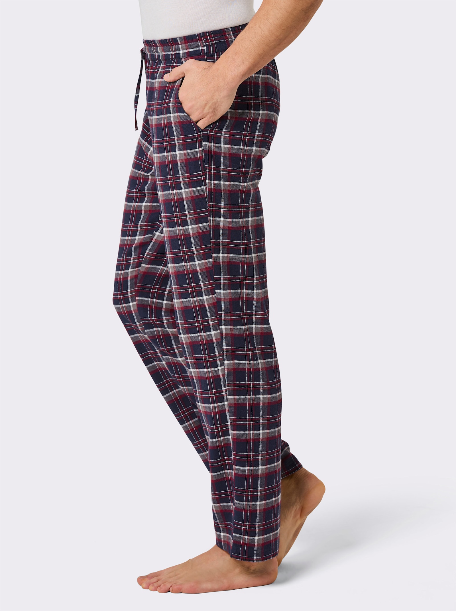 wäschepur men Hose lang - marine-dunkelrot-kariert