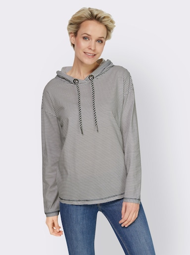 heine Kapuzenshirt in Ringel-Optik - marine-weiß-bedruckt