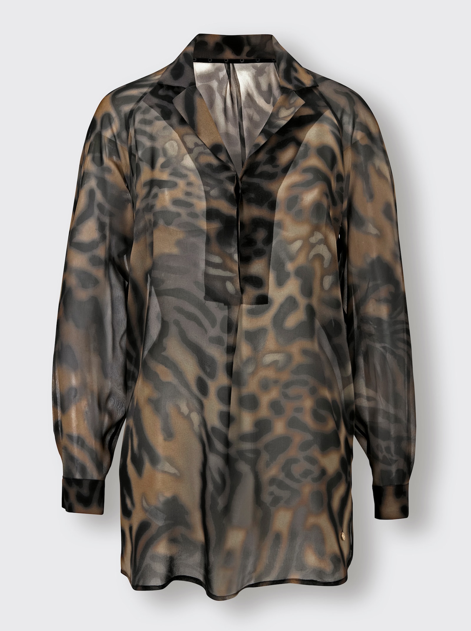 CREATION L PREMIUM Chemisier en soie avec imprimé numérique - noir imprimé