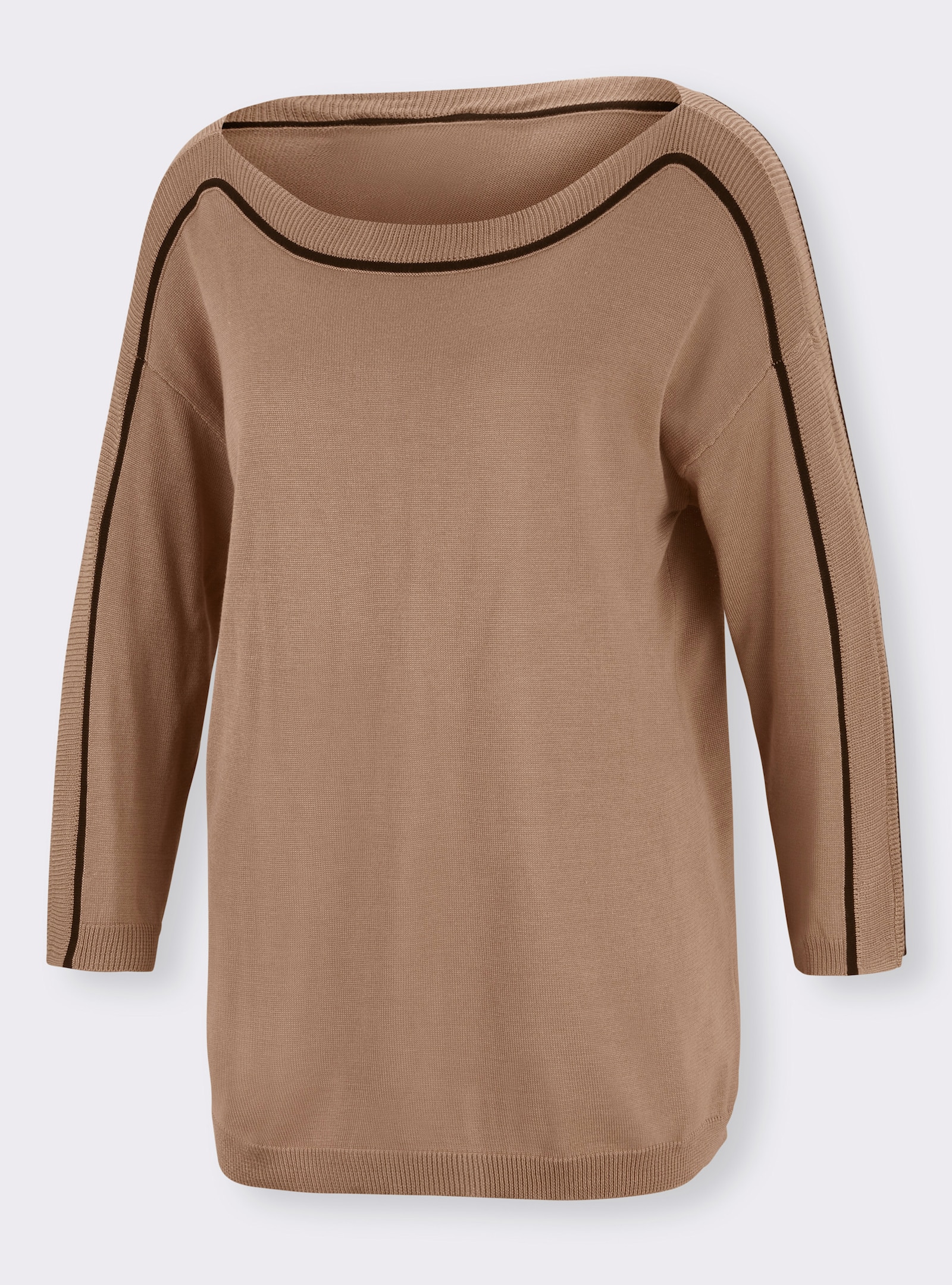 heine Feinstrickpullover mit U-Boot-Ausschnitt - camel
