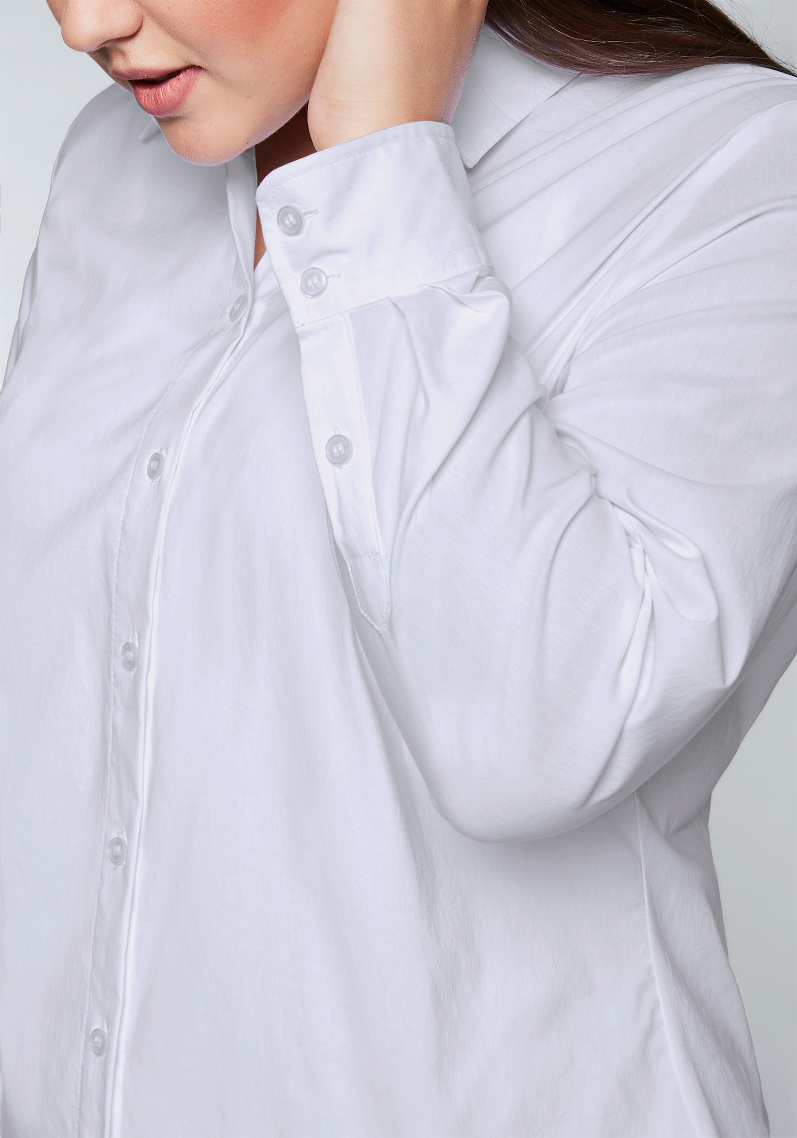 sheego Stretchbluse leicht tailliert - weiß