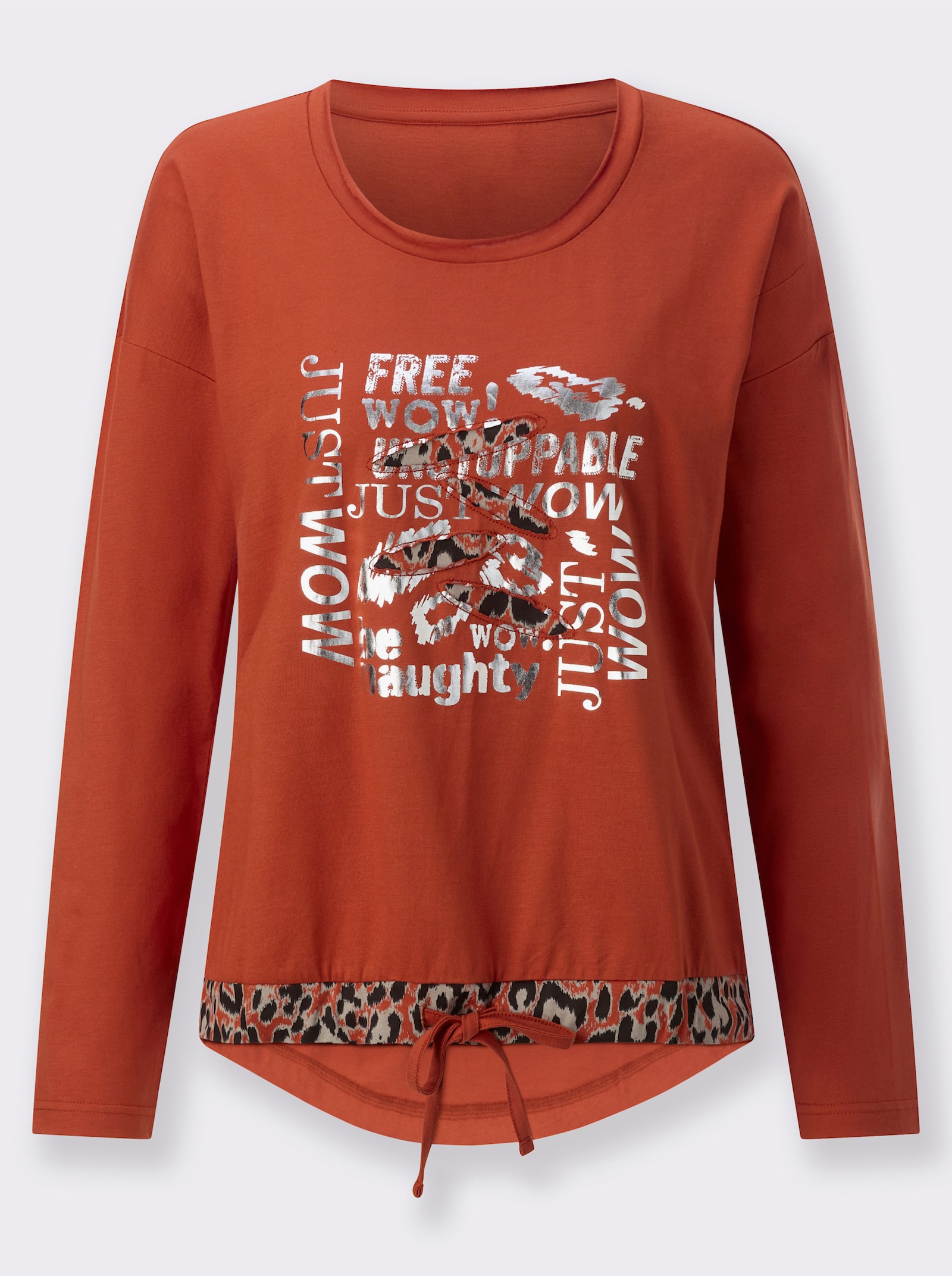 Print-Shirt mit Cut-Outs - rostrot-schwarz