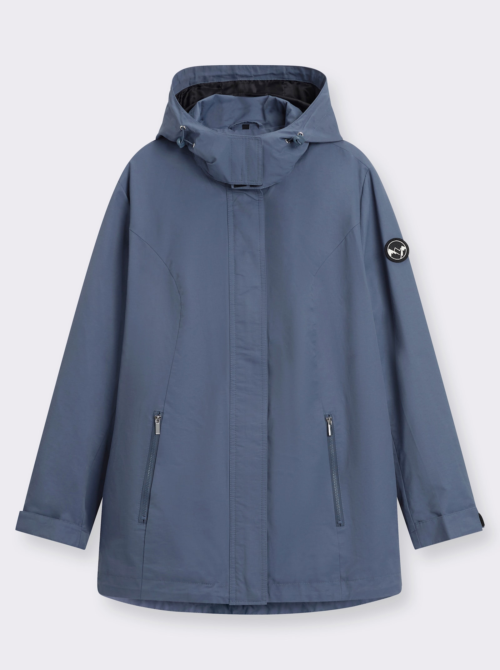 sheego Übergangsjacke mit abnehmbarer Kapuze - rauchblau