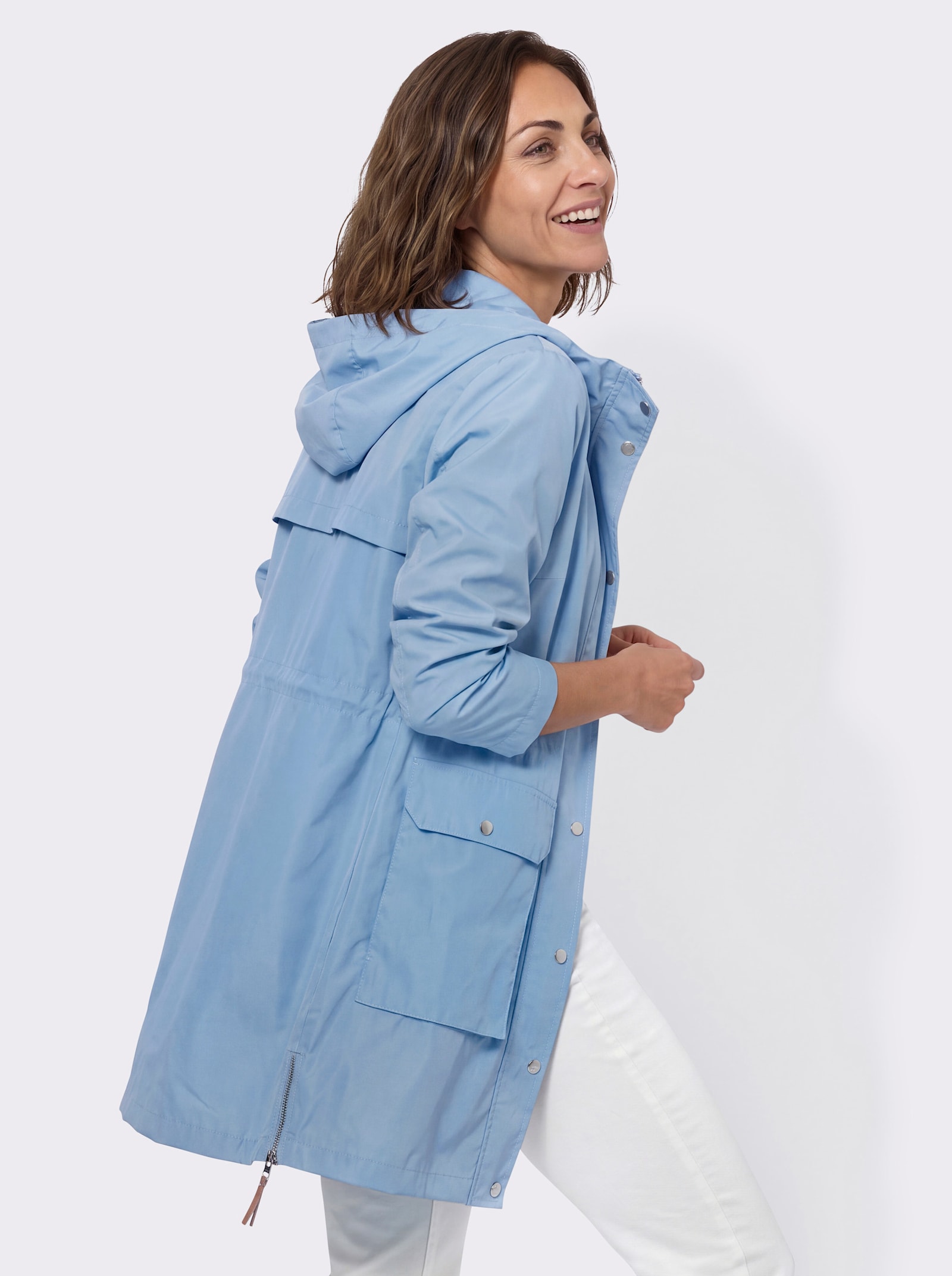 Outdoorjacke mit vielen Details - himmelblau