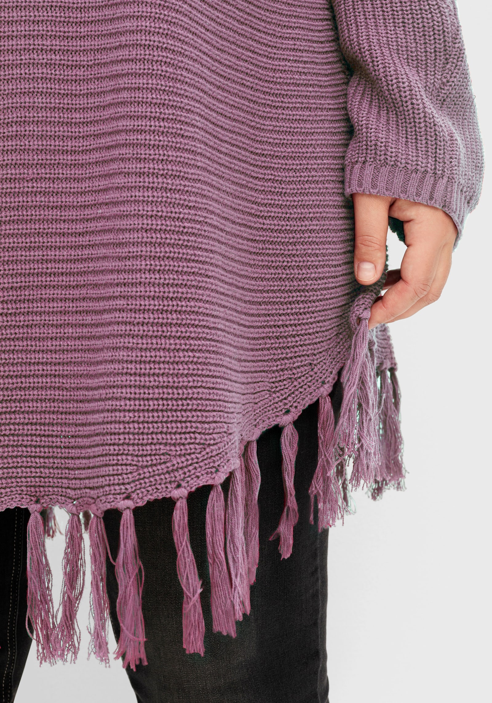 sheego Strickpullover in Ponchoform - mauve