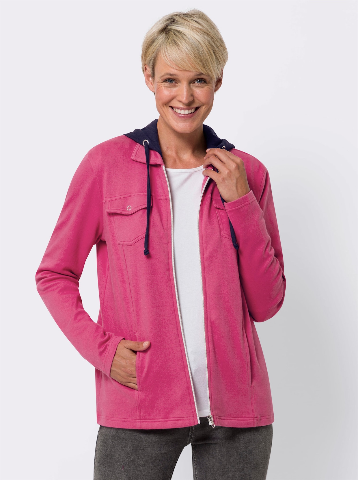 Sweatjacke - fuchsia-marine