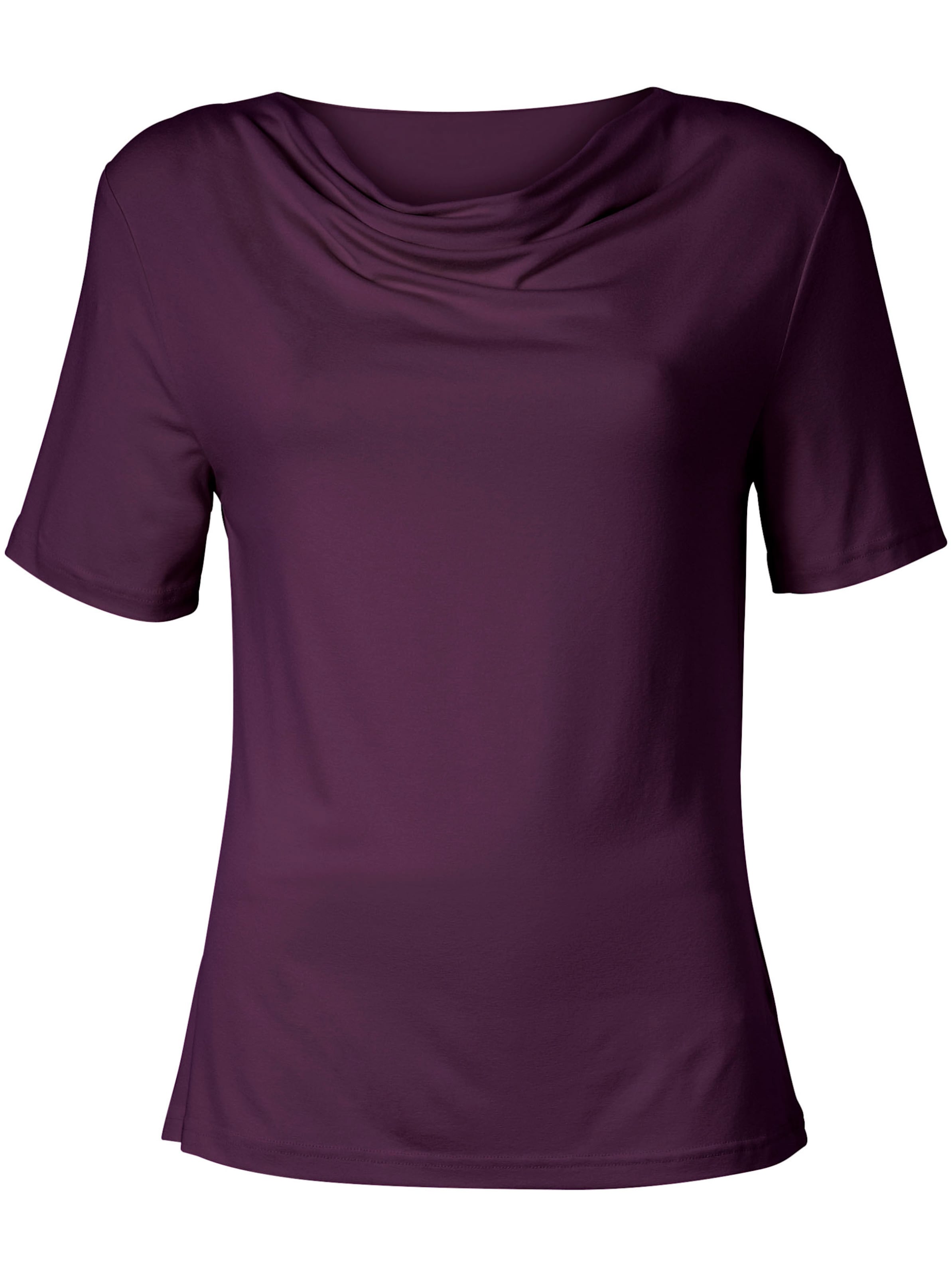 Inspirationen Damen Lila Wasserfallshirt "Shirt", Gr. 52, (Aubergine), 95% Viskose, 5% Elasthan, Unifarben, Wasserfallausschnitt, Shirts - Bild 3