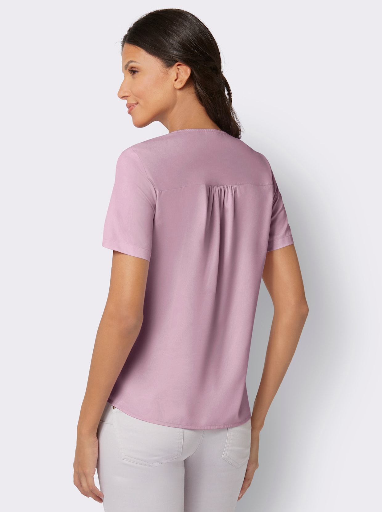 Blouse m. korte mouwen - roze