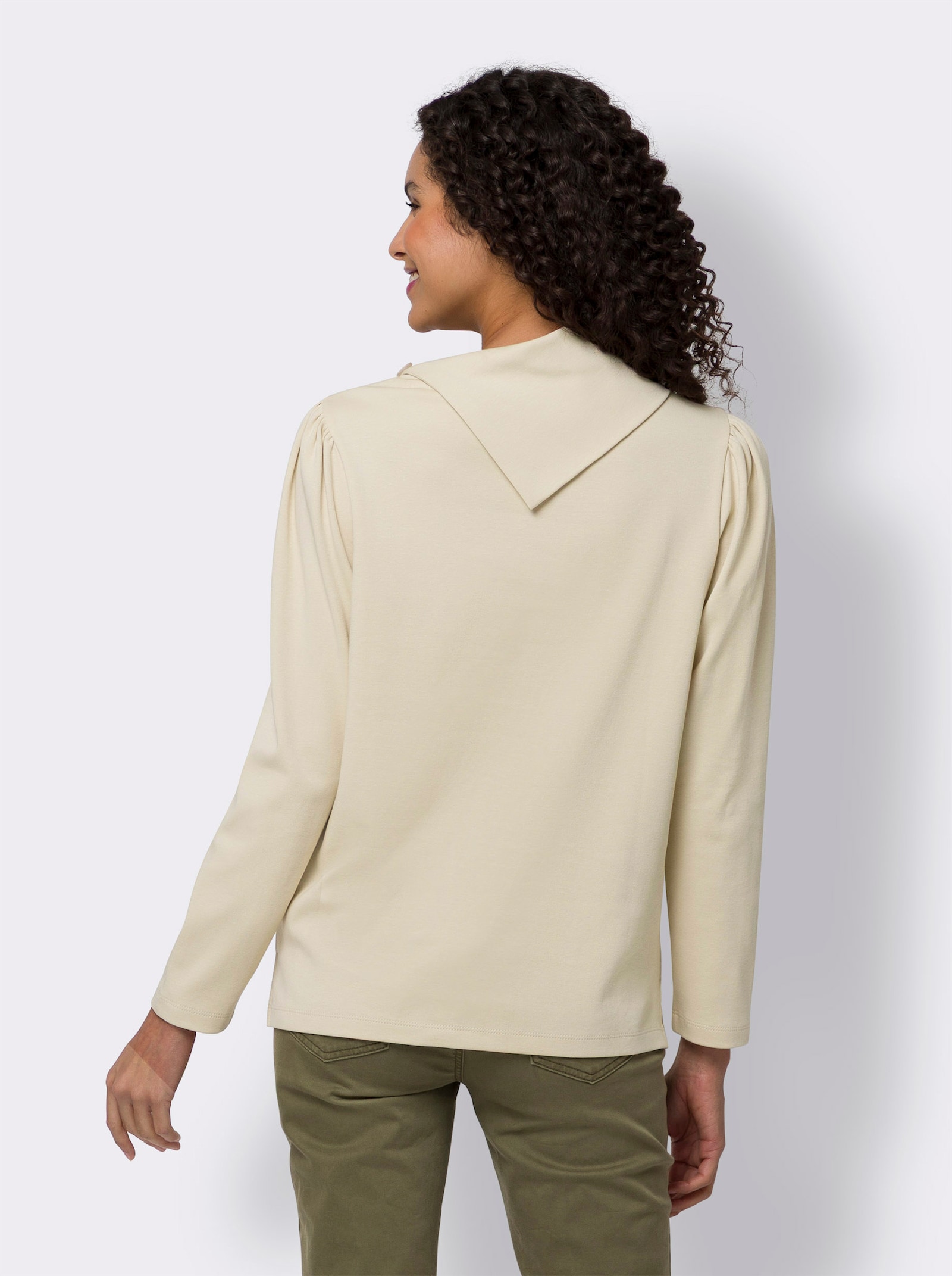 heine Shirt met lange mouwen en platte kraag - zand