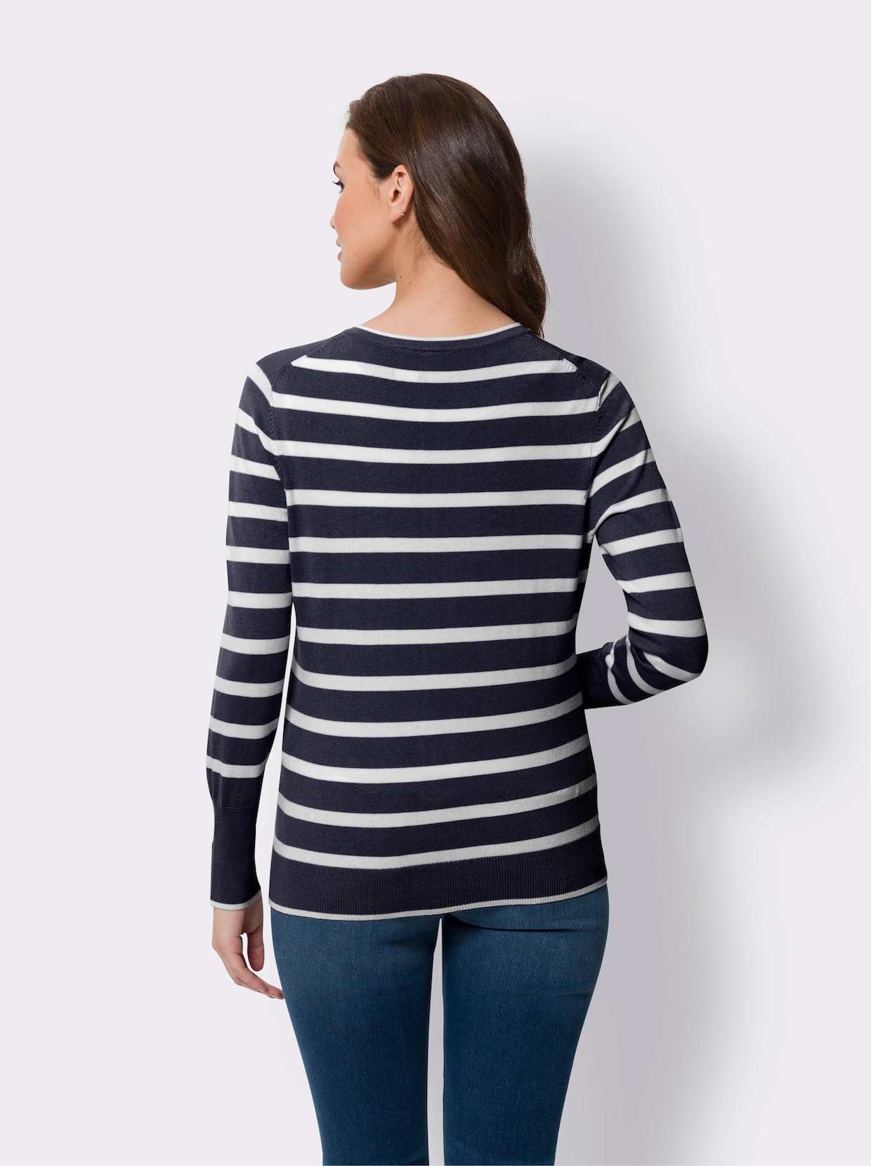 heine Veste en tricot fin - marine-écru à rayures