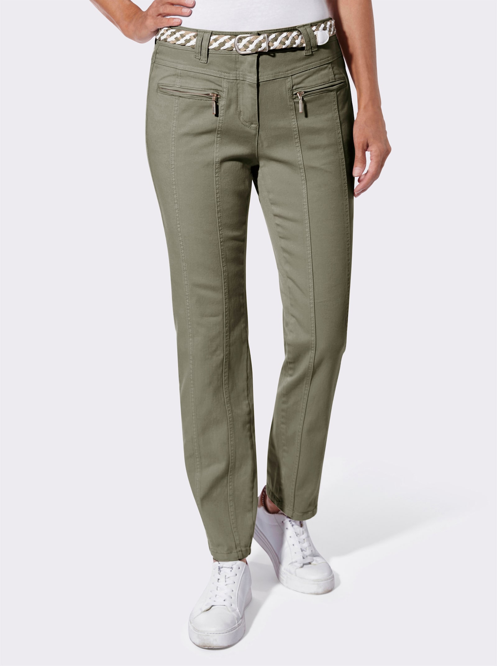 Hose in Baumwoll-Stretch-Qualität - khaki