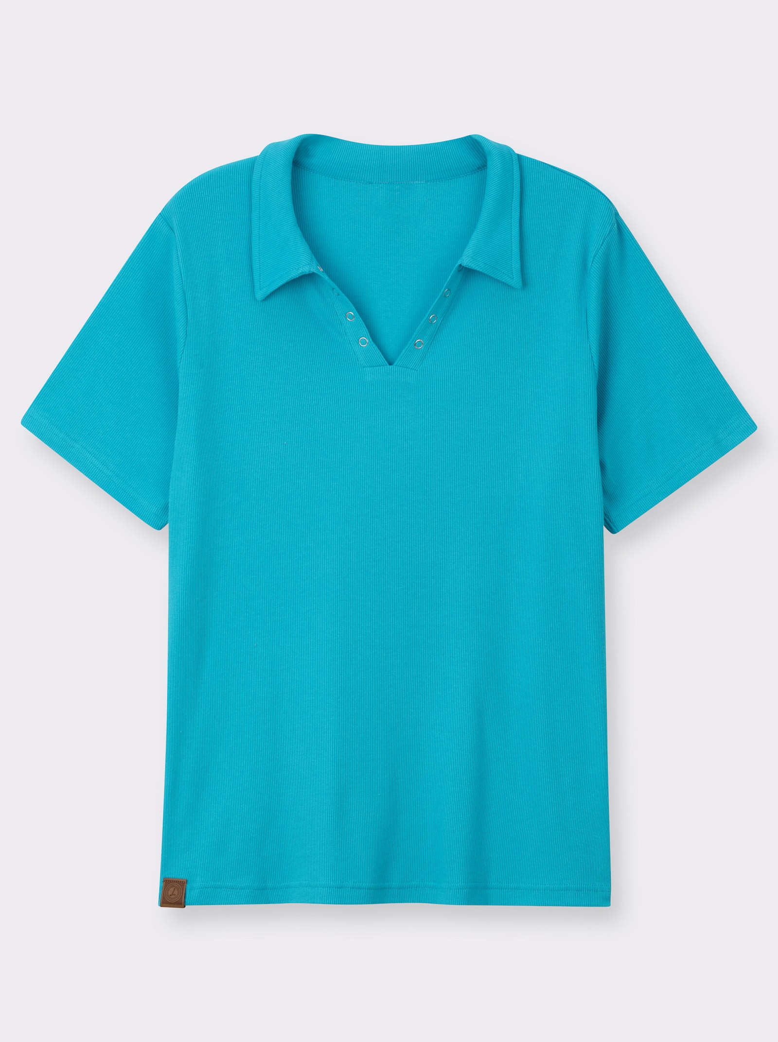 Poloshirt mit Ösen-Verzierung - türkis