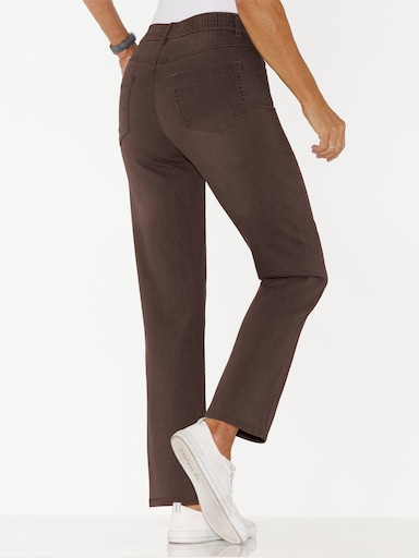 High-waist-Jeans mit hohem Rundum-Dehnbund - schoko