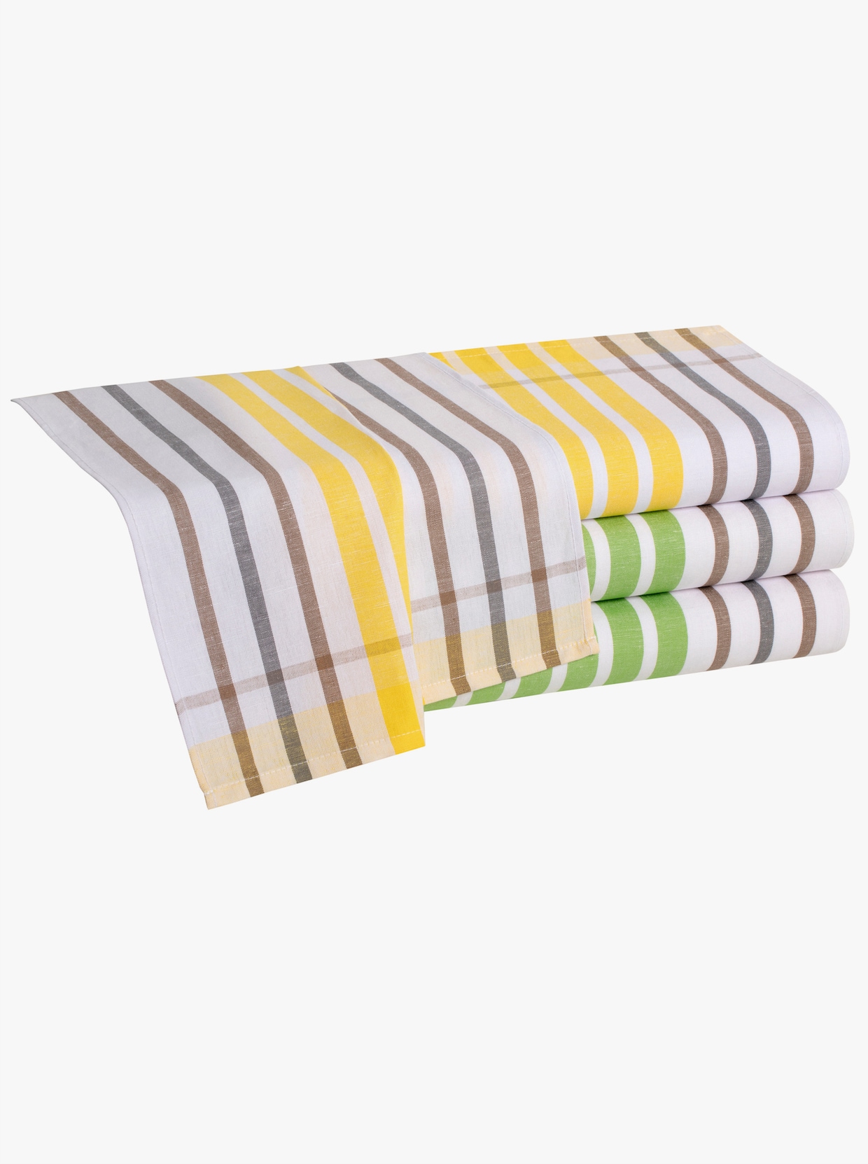 Geschirrtücher - gelb + grün-gestreift