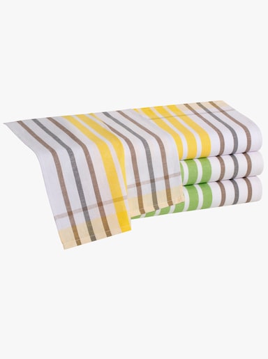 Geschirrtücher - gelb + grün-gestreift