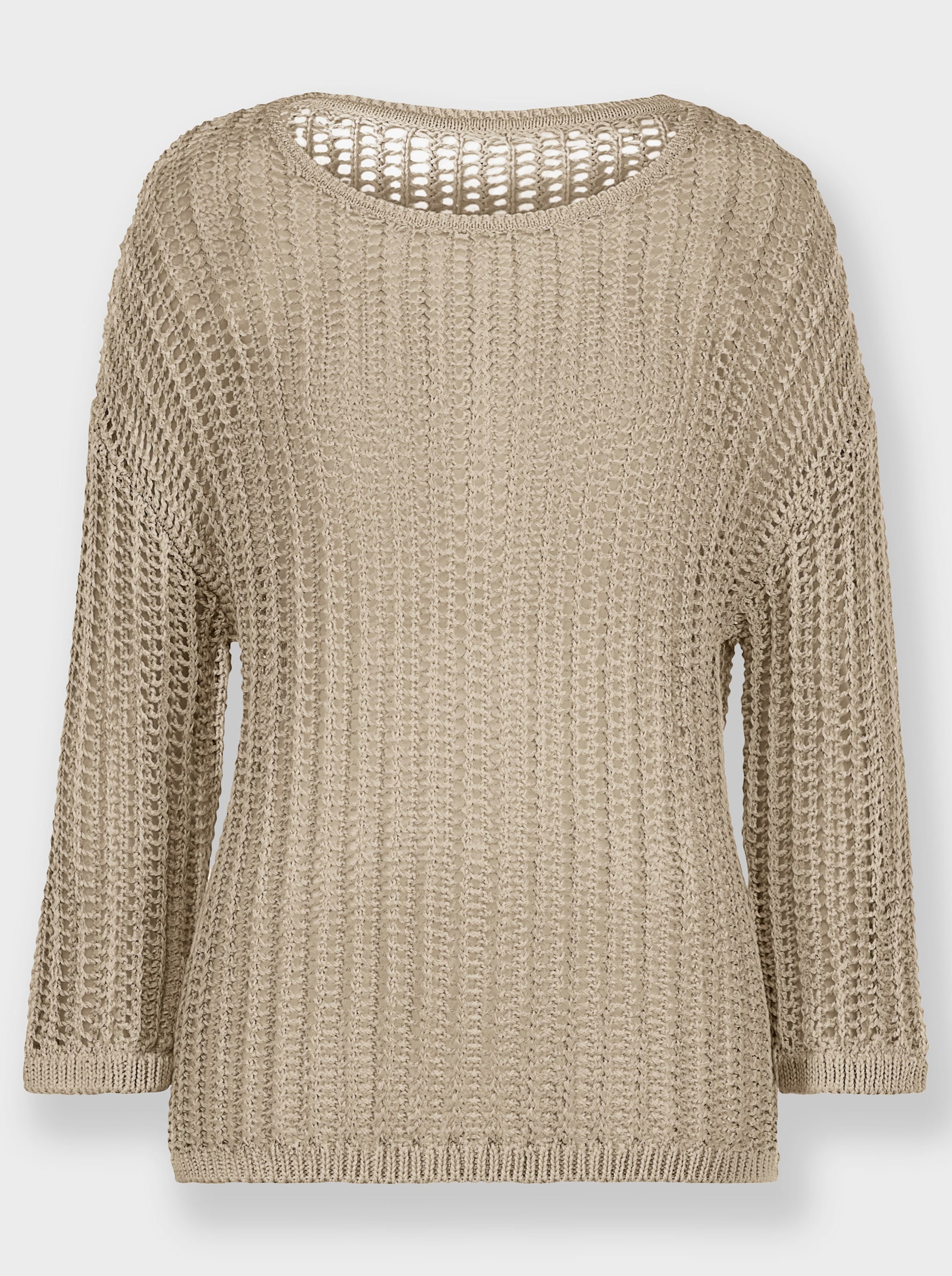 heine 3/4 Arm-Pullover in Ajour-Strick - sand