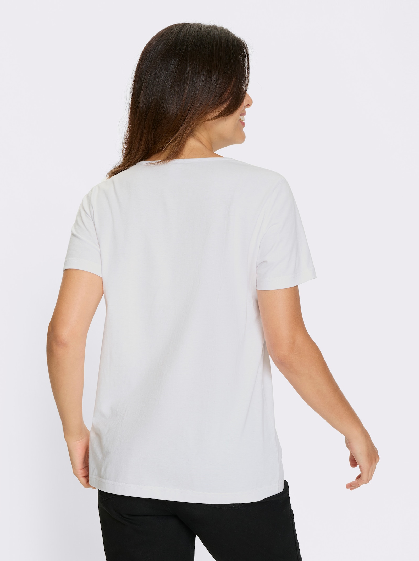 Shirt met korte mouwen van katoen, bedrukt - wit/marine