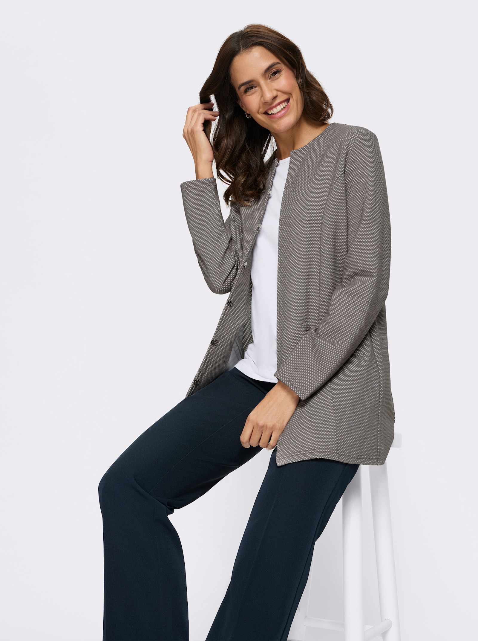 Shirtjacke in Struktur-Qualität - grau