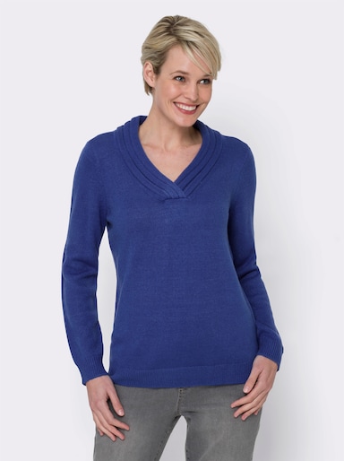 V-Ausschnitt-Pullover - royalblau