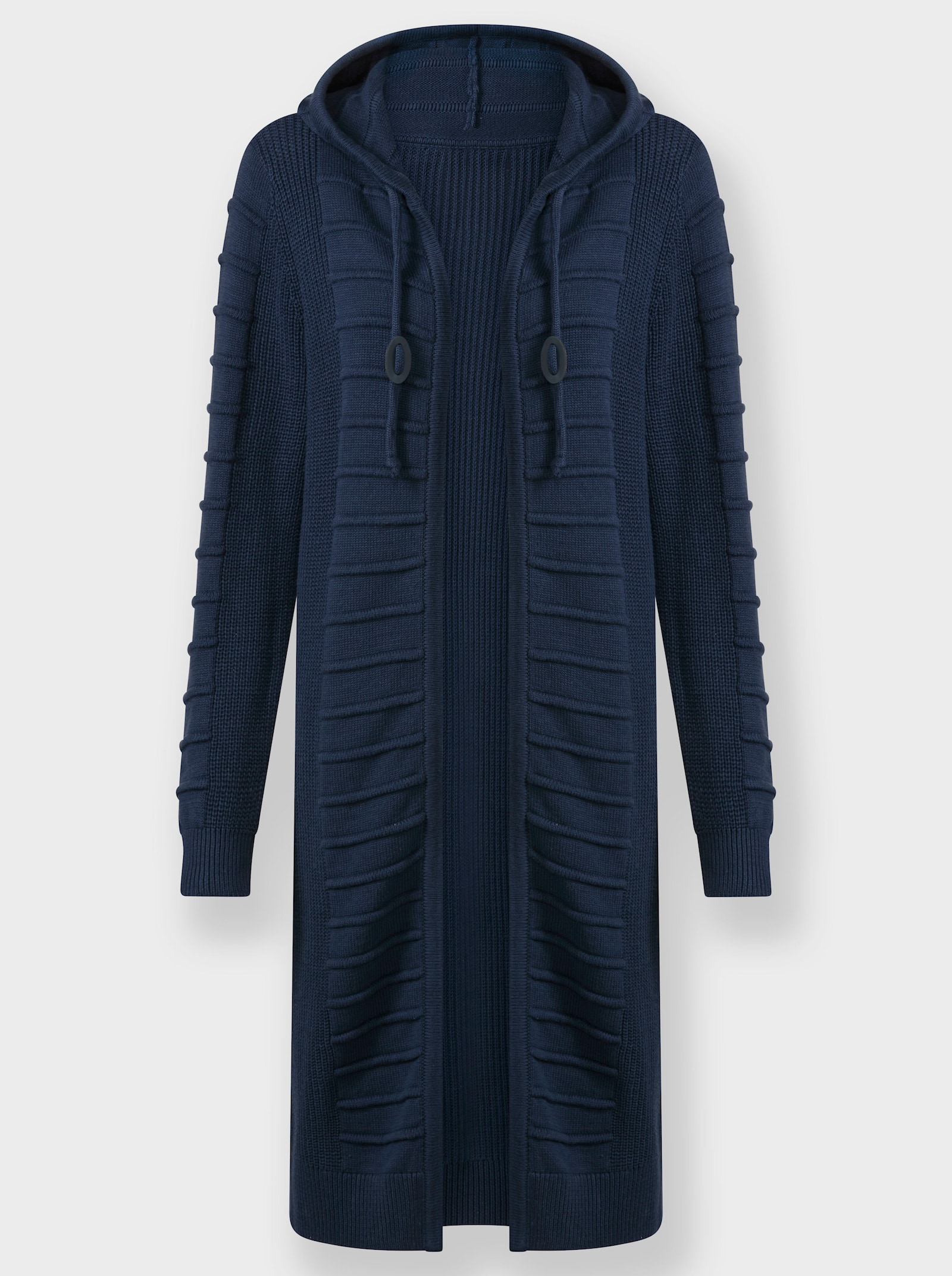 Longstrickjacke im Strukturmuster-Mix - dunkelblau