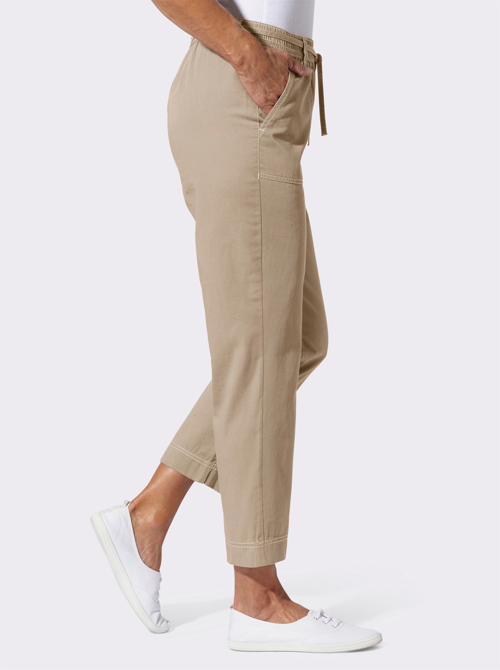 7/8-Jeans mit Rundum-Dehnbund - beige