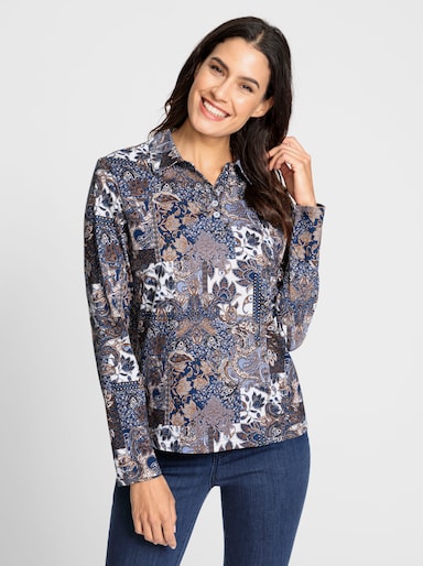 Print-Shirt mit Paisley-Dessin - taubenblau-bedruckt