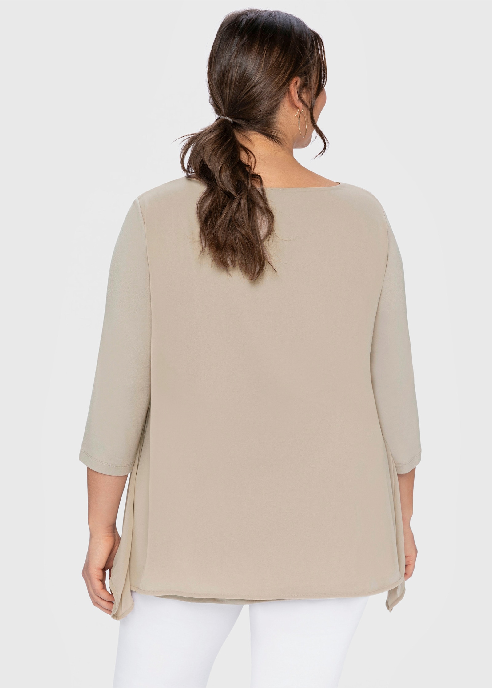 sheego Blusenshirt mit Zipfelsaum - beige