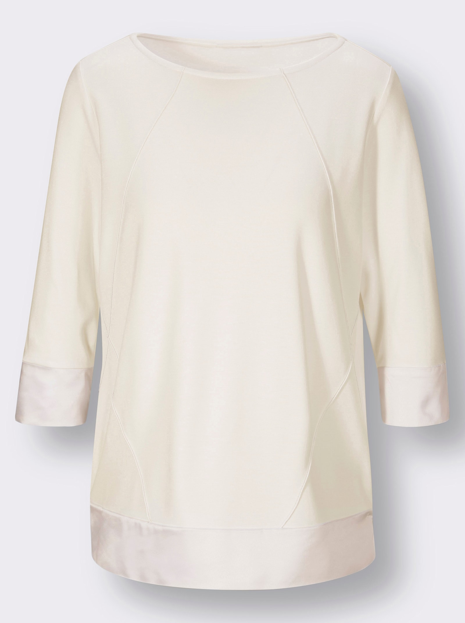  Sweatshirt mit Satin-Besatz - weiß