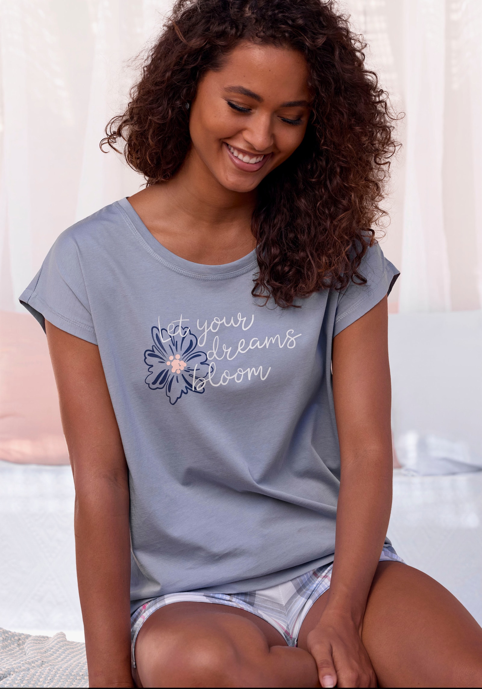 Vivance Dreams Pyjamaoberteil - graublau