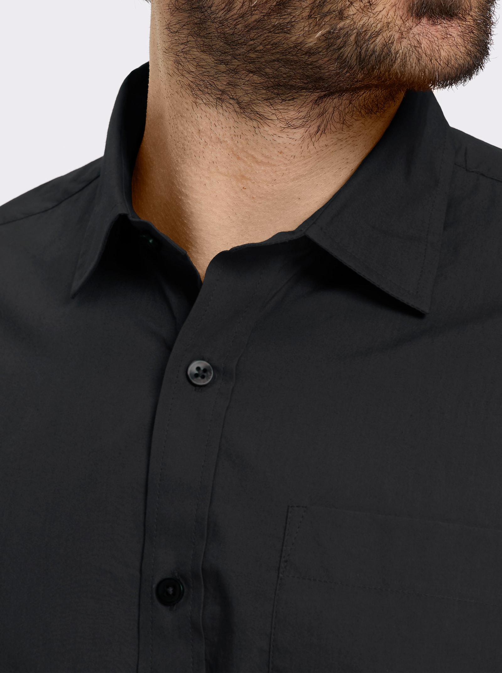 Catamaran Langarmhemd mit Brusttasche - schwarz