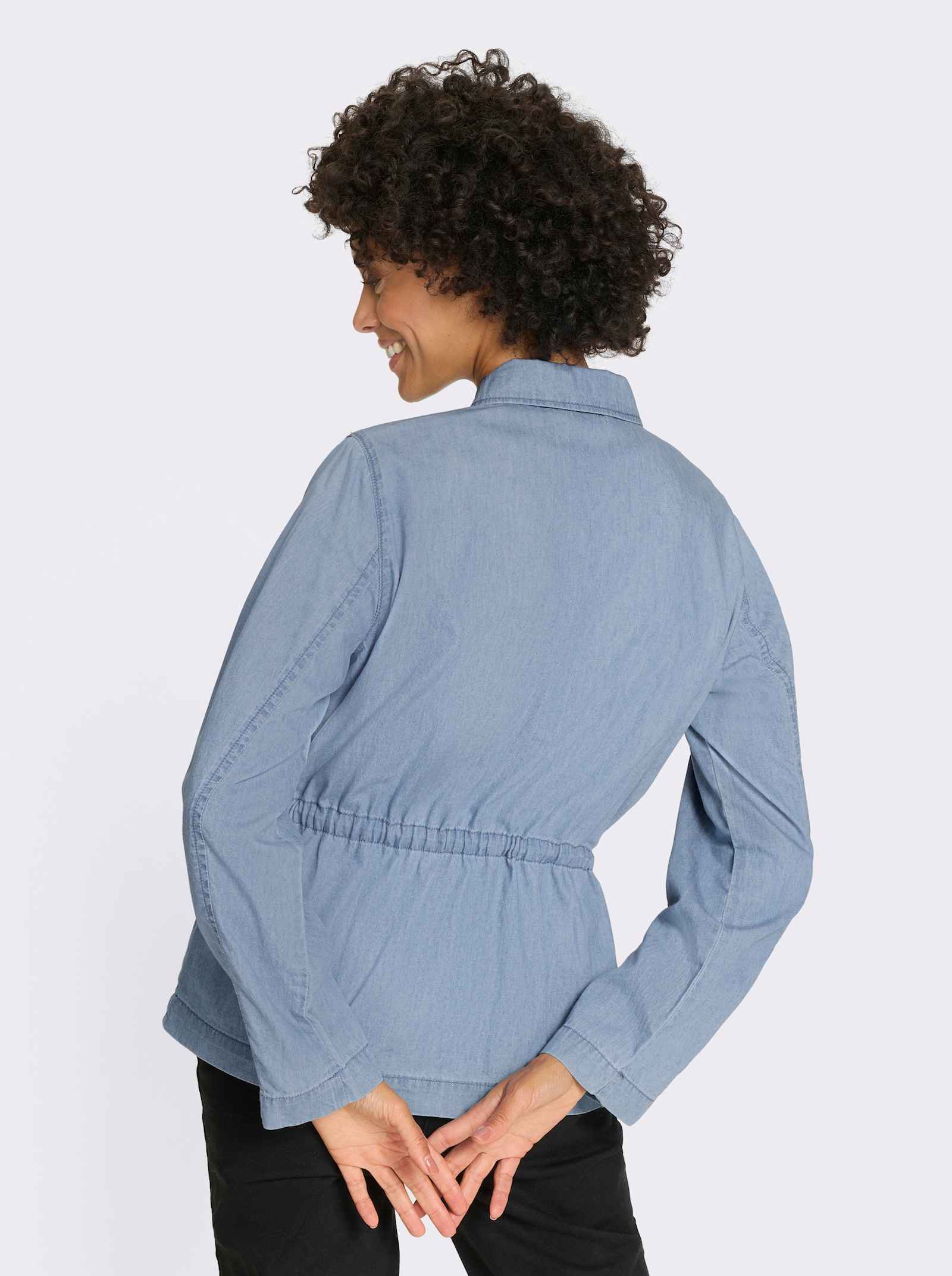 Džínová bunda se zapínáním na zip - bělená modrá