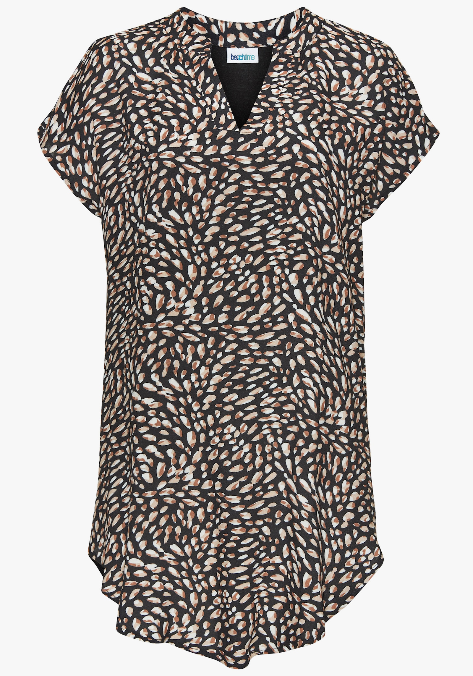 Beachtime Longshirt - schwarz-braun bedruckt