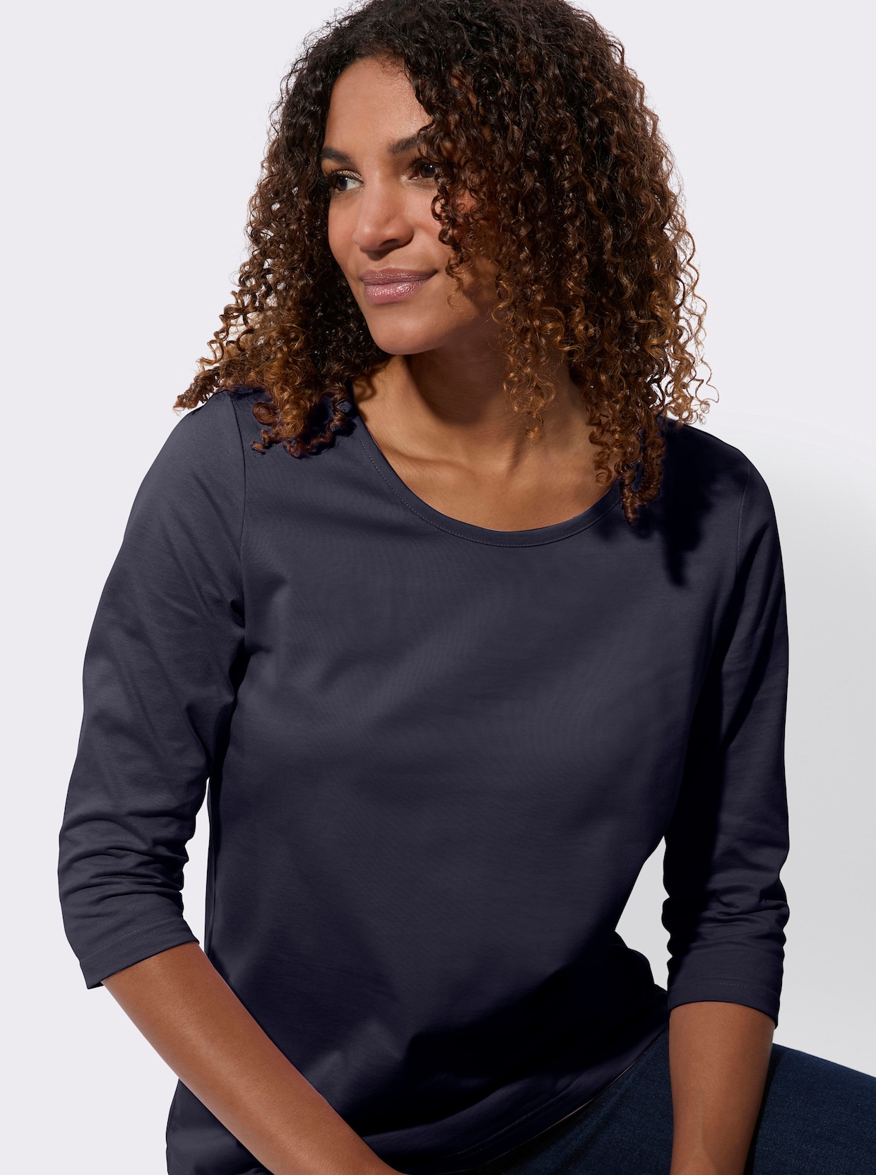 3/4-Arm-Shirt - marine + ecru
