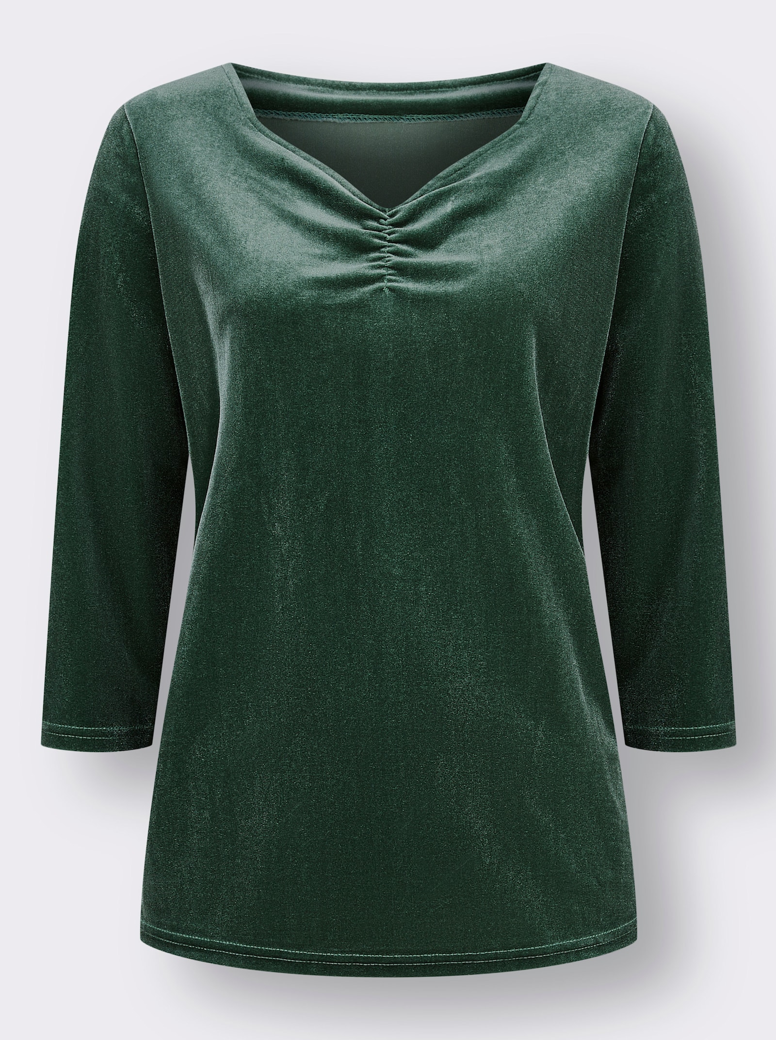 3/4-Arm-Shirt aus Samt - moos