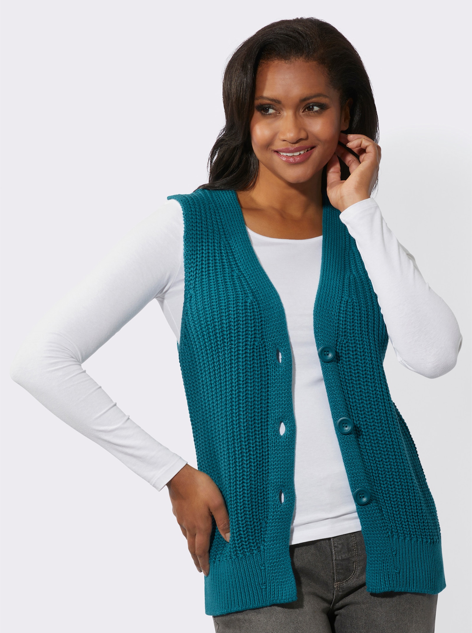 Strickweste in Grobstrick-Optik - aquapetrol