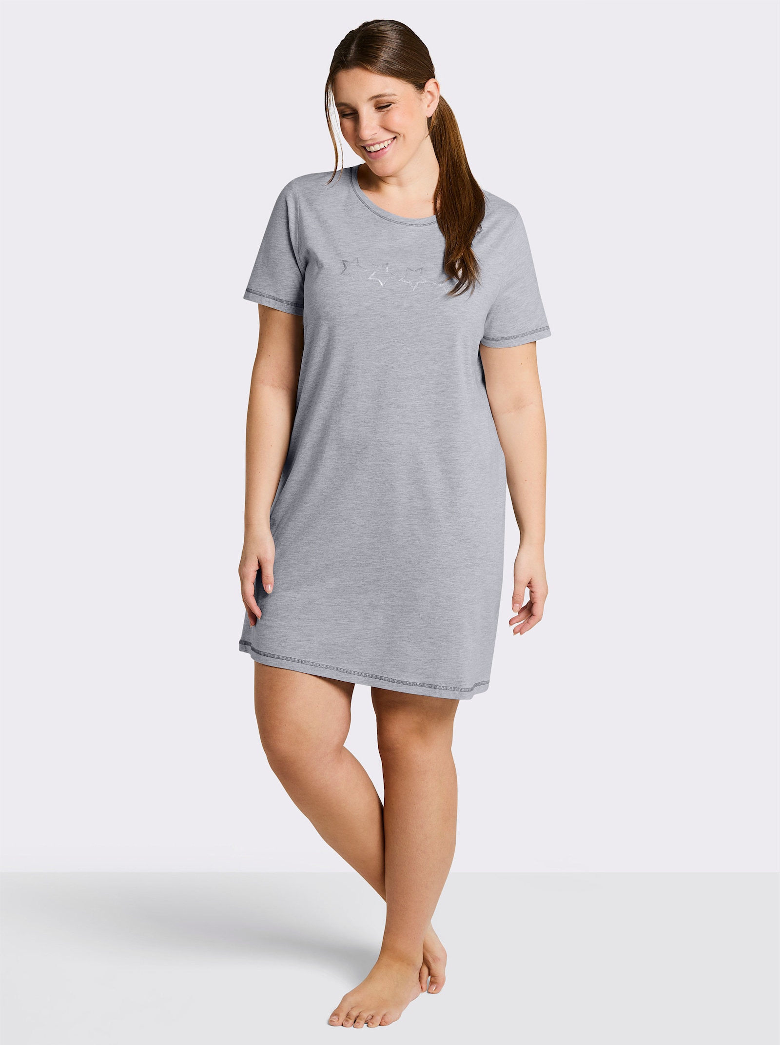 wäschepur Kurzarm Sleepshirts - grau + grau-gestreift