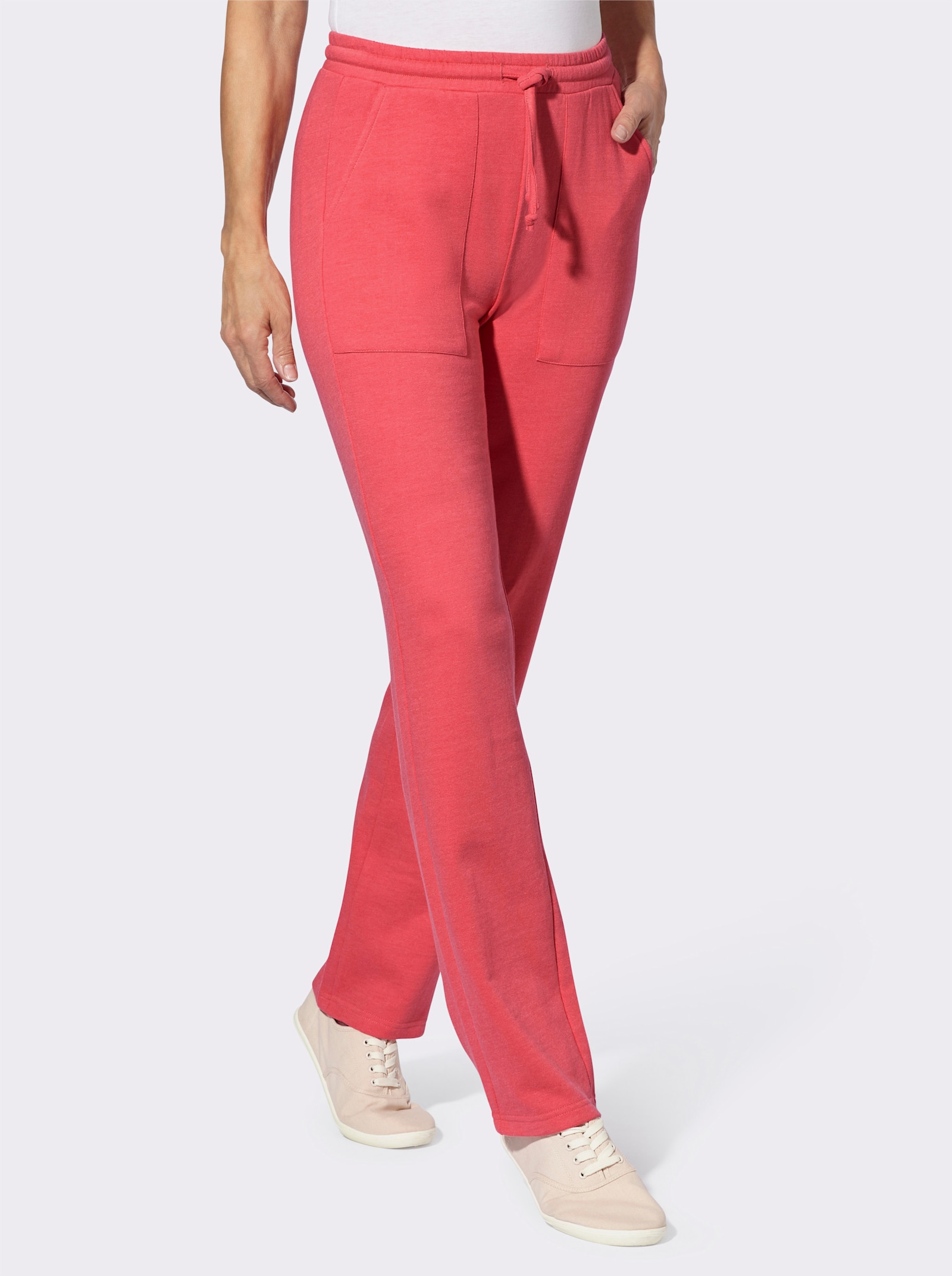 Jerseybroek met opgestikte zakken - grapefruit gemêleerd