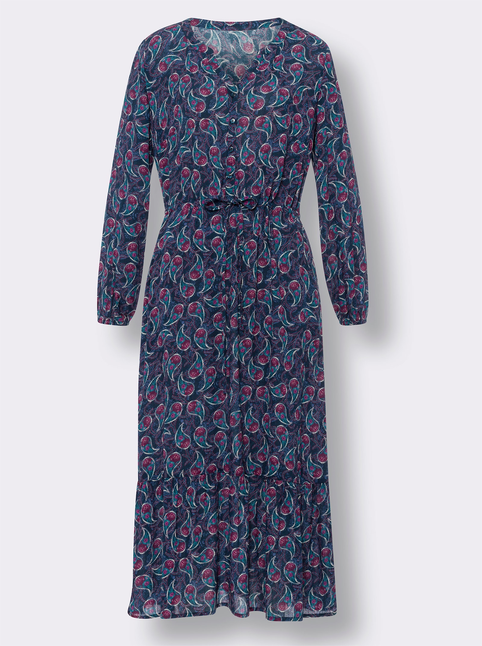 heine Maxikleid mit Paisley-Muster - dunkelblau-rosé-bedruckt