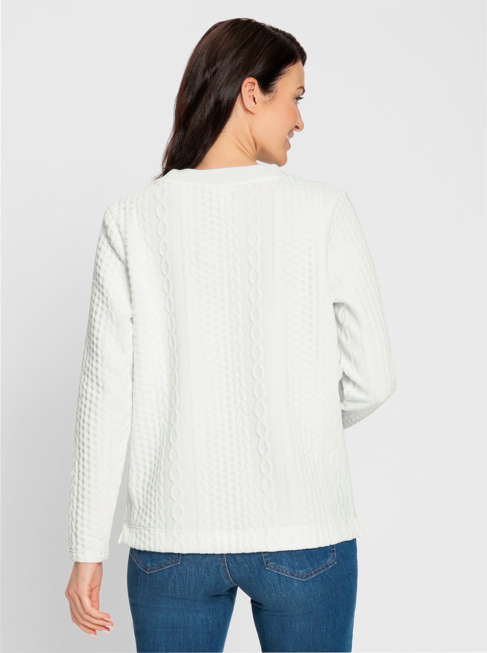 Sweatshirt mit Jacquard-Muster - ecru