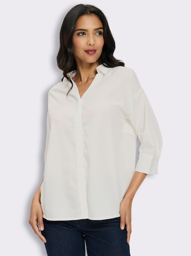 Longbluse mit Falte im Rückteil - weiß