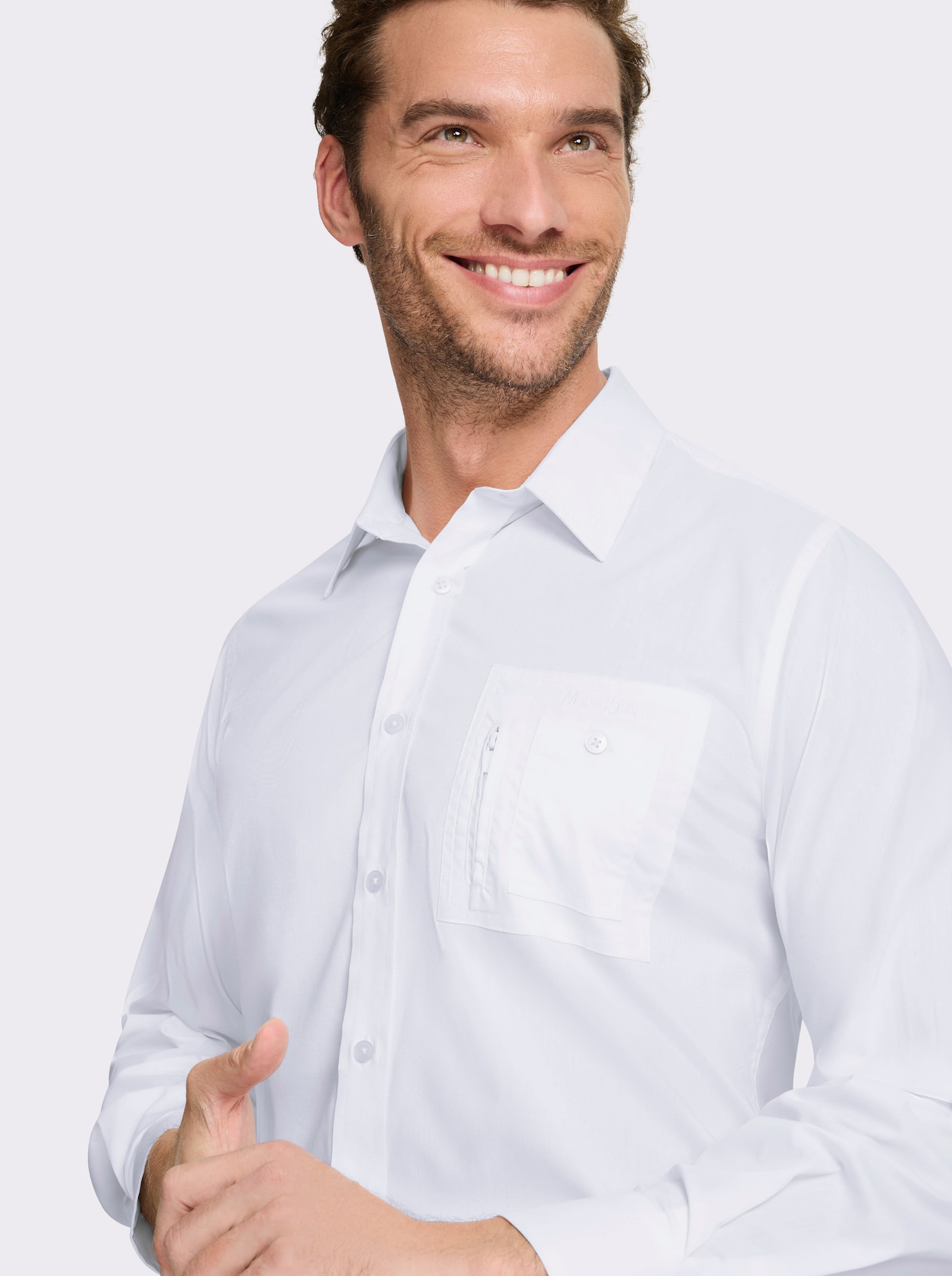 Marco Donati Langarmhemd in Popeline-Stretch - weiß