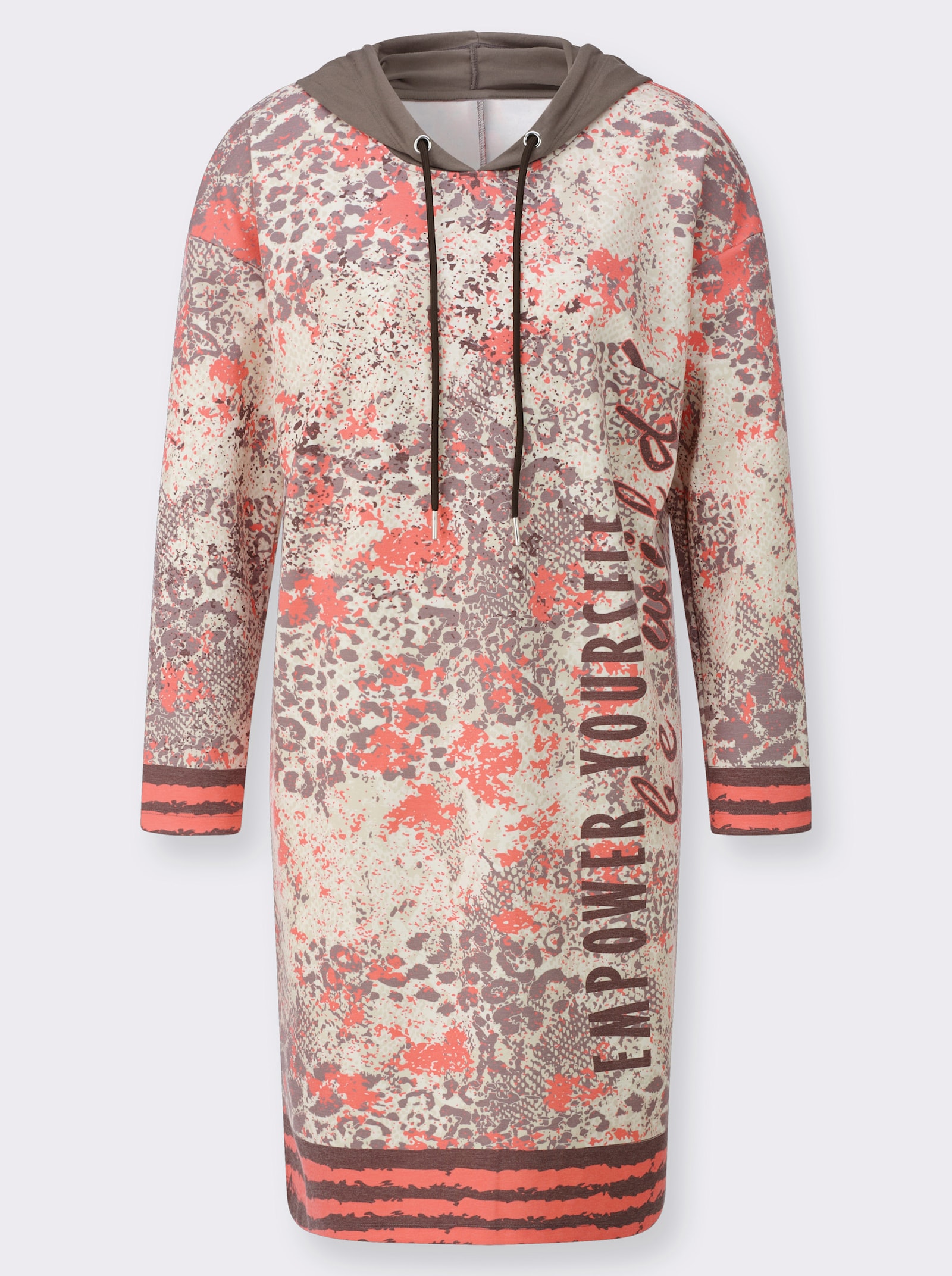 Druckkleid im Animal-Mustermix - sand-dunkeltaupe-bedruckt