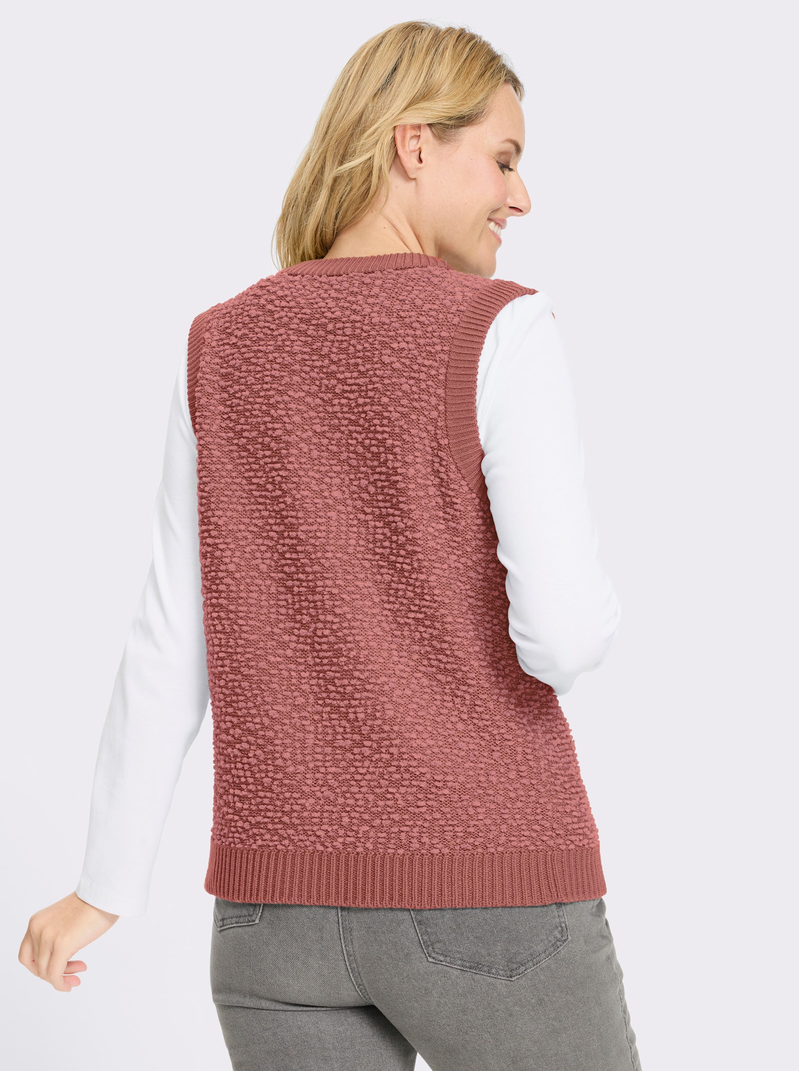 Strickweste aus Effektgarn - rosenholz